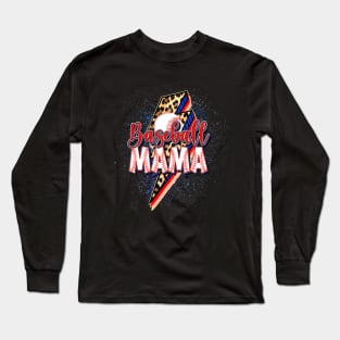 Baseball MAMA, Cheetah Leopard Baseball, Sport Mom Life Long Sleeve T-Shirt